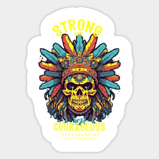 Stay Strong Native American Retro Skull Sticker